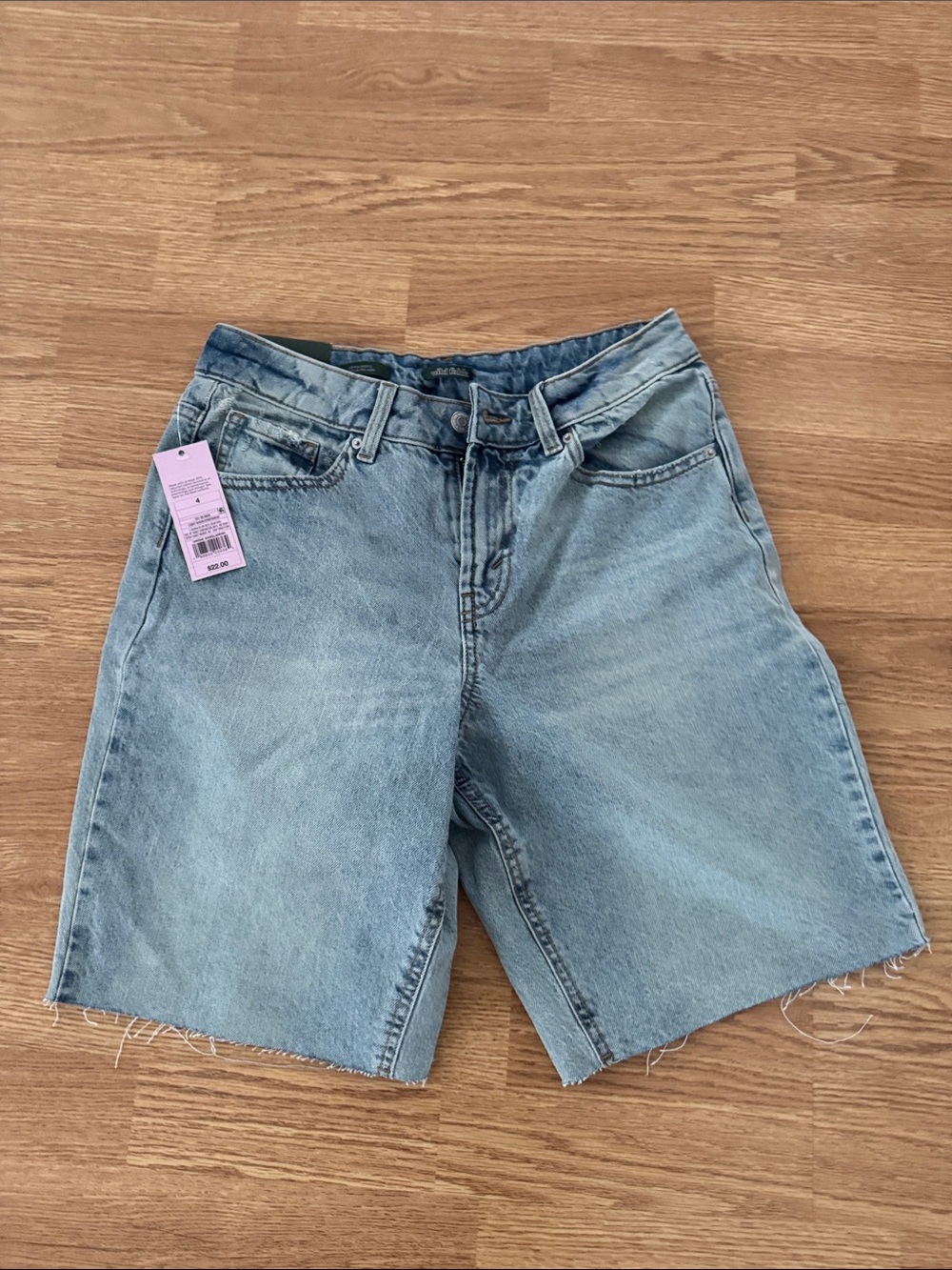 wild fable Light Wash High-Rise Denim Shorts with Raw Hem